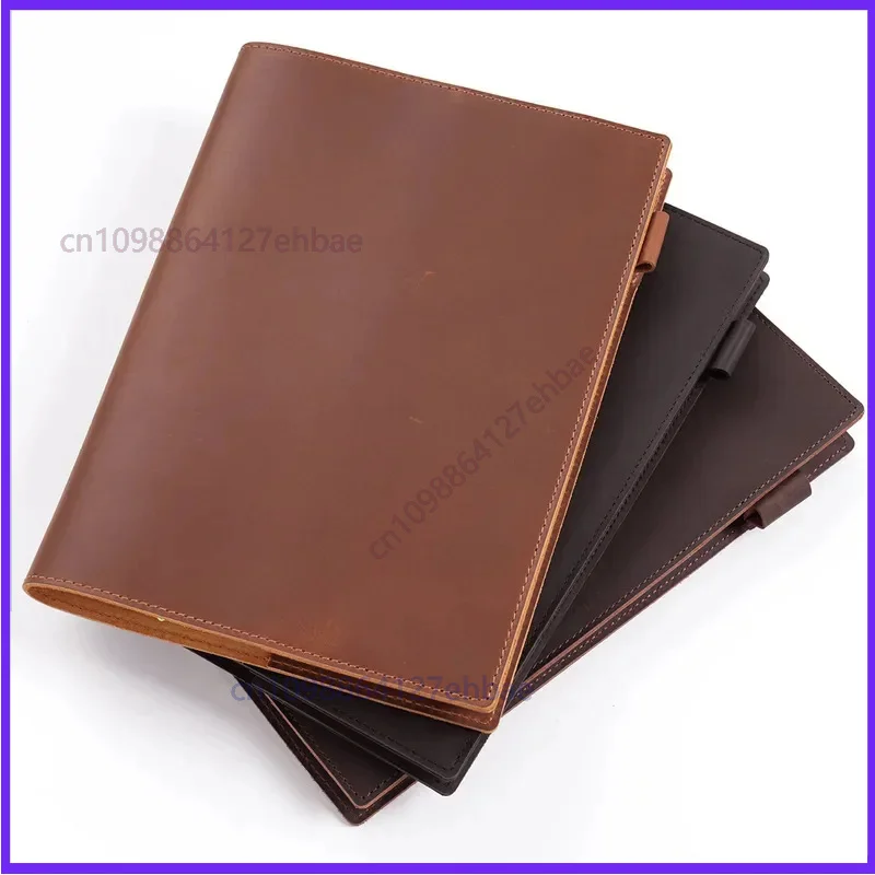 Leather Work Diary Covers - สมุดบันทึกปกหนังสไตล์วินเทจ ขนาด B5 สมุดโน้ตขนาดใหญ่ ปกหนังสำหรับวางแผน จดบันทึกการเขียน