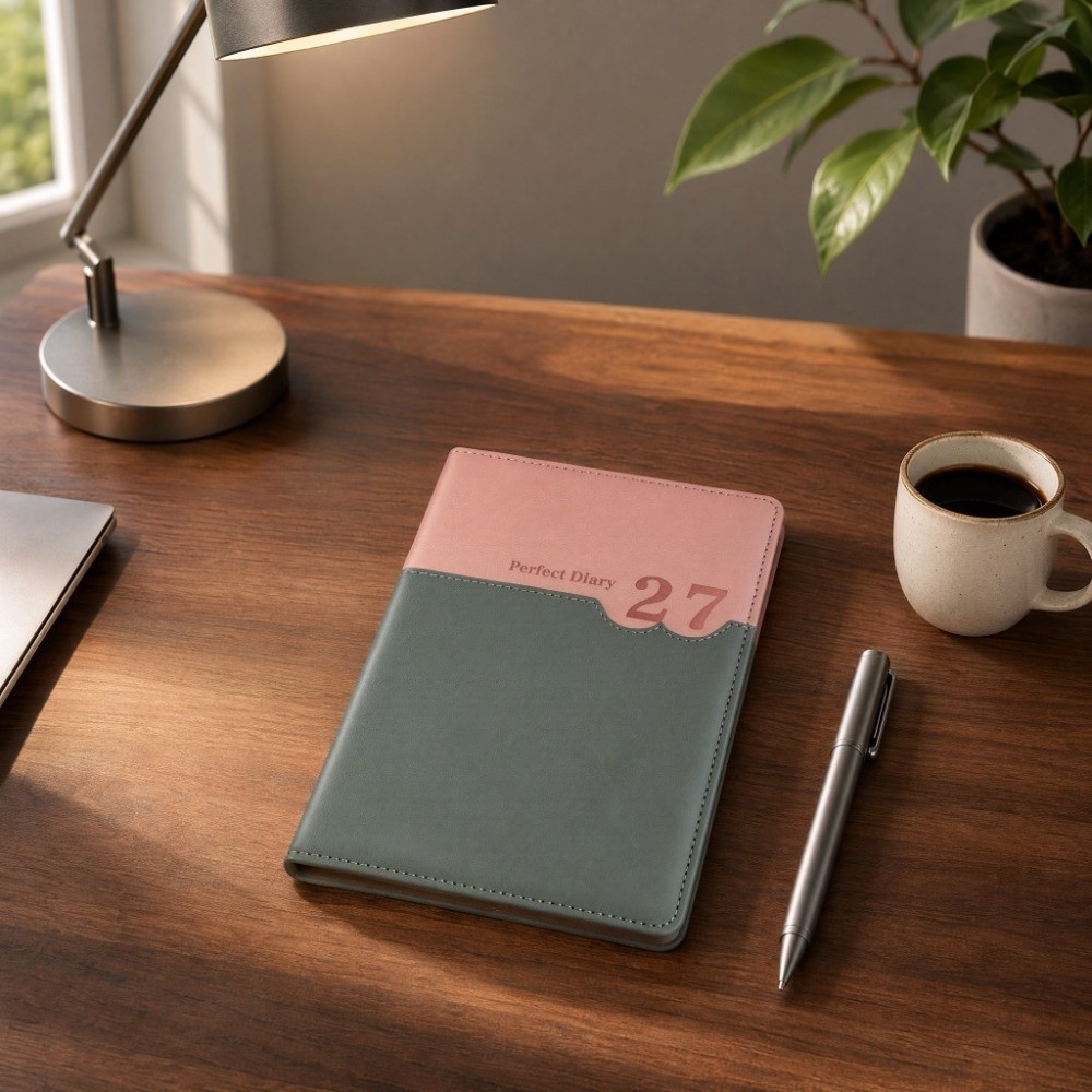 Leather Work Diary Covers - สมุดวางแผนงานสำนักงาน 2027 สมุดจดตารางเวลา 320 หน้า ปกหนัง