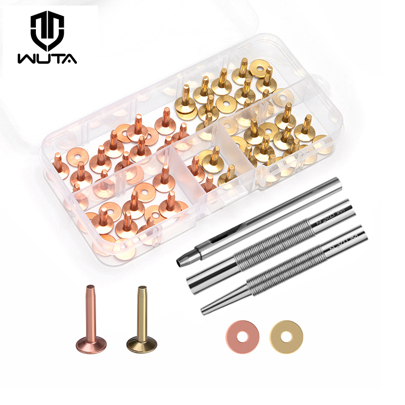 Rivet Setter Tool - WUTA 43 ชิ้นทองแดงบริสุทธิ์ Rivets และ Burrs,
