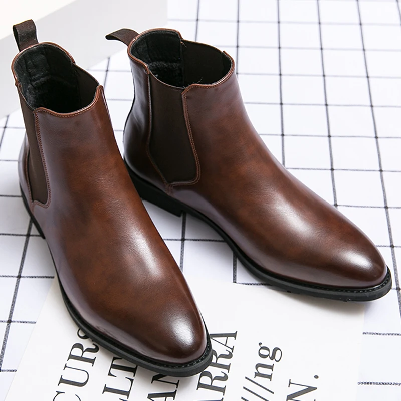 Leatherwork Designs - รองเท้าหนังแท้แบรนด์ดีไซเนอร์หรูหรา สำหรับใส่ทำงานและออกงานทางการ รองเท้าบูทเชลซีแฟชั่นลำลอง รองเท้าบูทหุ้มข้อสไตล์เรโทร สำหรับผู้ชาย