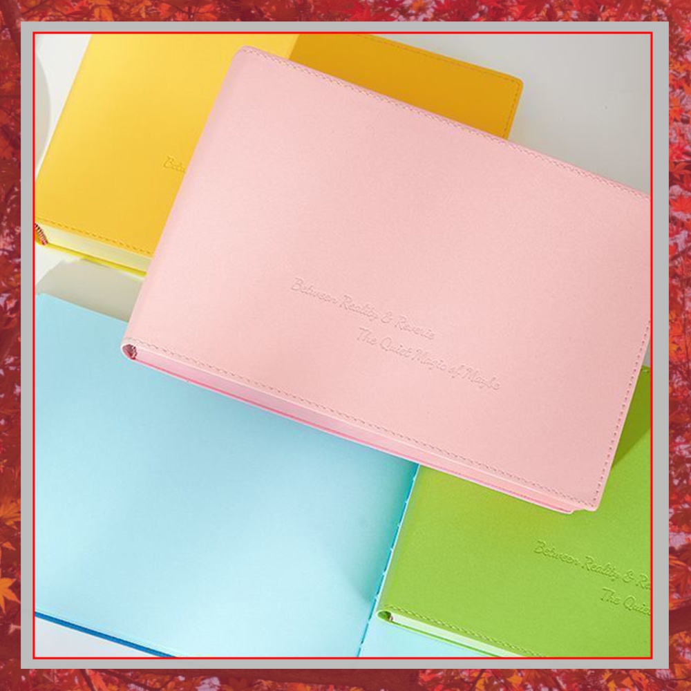 Leather Work Diary Covers - สมุดโน้ตสีอิฐหนาพิเศษ พร้อมหน้ากระดาษสีพื้น 720 หน้า สมุดบันทึกวางแผนน่ารัก ปกหนัง